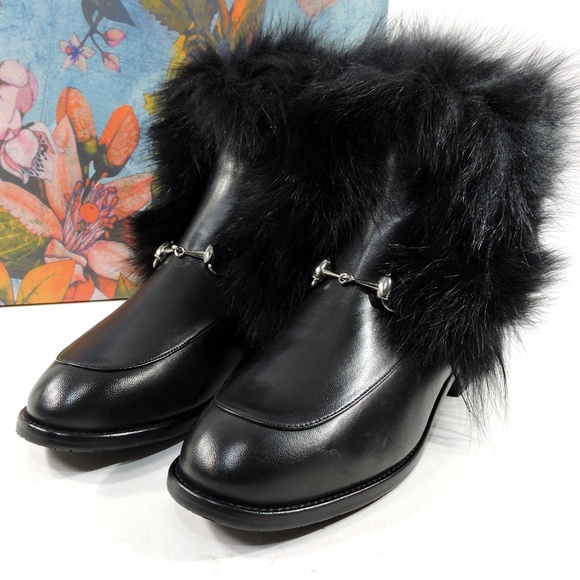 ALESSANDRO DI MARIA 🇮🇹 WOMEN'S BLACK LEATHER & FUR WINTER FASHION BOOTIE - Picture 8 of 8